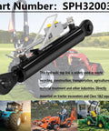 Beefy Heavy Duty Hydraulic Top Link For Tractors And Excavators Adjustable Cat 1 To 2 Length One Eighth To Twenty Six And Three Eighths Inches Includes Locking Block And Dual Hoses, black steel cylinder on tractor
