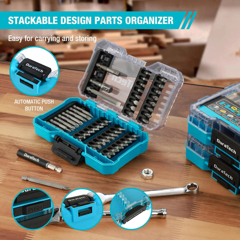 53 Piece Screwdriver Bit Set In A Tough Case With S2 Steel Bits And Magnetic Drive Guide Includes 1 2 And 3 Inch Long Bits For Drill Drivers Heavy Duty Fastening Kit