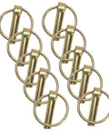 Pin With Ring Seven Sixteenth Inch By One Three Quarter Inch Pack Of Ten Quick Disconnect Pins For Truck And Trailer Linkage Stabilizers With Yellow Zinc Finish, yellow zinc rings
