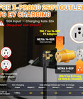 Heavy Duty Nema 6-50P To 14-50R EV Charger Adapter For 50Amp 250V showing connection details and specifications for EV charging.
