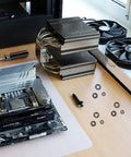 260 Piece Manganese Steel Push On Washers And Locking Tooth Washers Fastener Kit M3 Assortment on desk near components