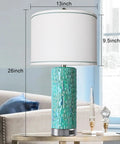 Two Pack Table Lamps With Dual USB Ports, 3 Way Dimmable Touch Control Bedside Lamps for Bedroom or Living Room with white shade and textured base