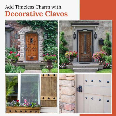 Doors and shutters with Rustic Handmade 25 Pack 0.75 Inch Black Round Head Iron Clavos Decorative Nails.
