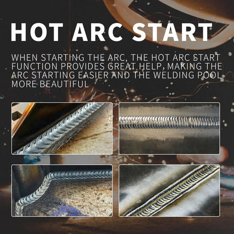 Close-up of weld beads with Portable 110V IGBT Inverter Stick Welder With Hot Start And Anti Stick, demonstrating hot arc start.
