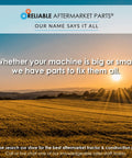 Scenic field at sunrise with text about reliable aftermarket parts supply.