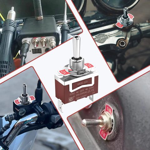 12V 30A 3 Way Waterproof SPDT Toggle Switch ON OFF ON for Marine Boat Winch, Tough As Nails Heavy Duty 12VDC, Durable Electrical Switch, 4 Pack, Waterproof IP67 Marine Grade Switches for Auto Boat Use on motorcycle dashboard
