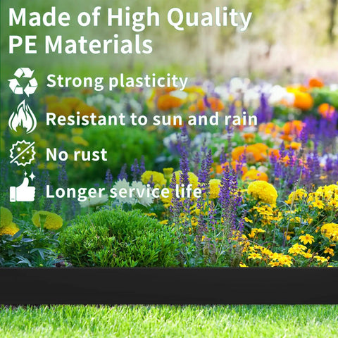 No Dig Garden Edging Border Kit 33 Foot Long 4 Inch High With 61 Spiral Spikes For Flower Beds Lawns And Yards Black Easy Install Edge System