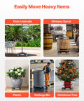 Heavy Duty Round Trash Can Dolly With 4 Lockable Wheels 440lb Capacity moving umbrella, barrel, plants, bin, Christmas tree