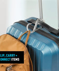 Stainless Steel Dual SBiner Clip Size 4 Tough As Nails Key Holder And Camping Gear Organizer on luggage connecting a backpack