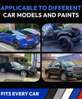 Four vehicles showcasing the New Upgraded Car Scratch Remover Kit For Vehicles Blemishes And Swirl Marks Non Toxic Paint Repair Polishing And Waxing With Buffer Pad And Microfiber Towel Easy At Home DIY Car Care Solution applicability.