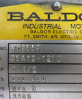 Label on Used General Purpose Industrial Motor VM3557 56C TEFC showing specifications, horsepower, and voltage.