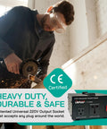 Worker using 1500 Watt Voltage Converter Transformer For Global Voltage 110V To 220V And 220V To 110V with CE certification badge.