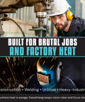 Worker wearing Extreme Sweat Absorbing Hard Hat Liner Sweatband With Quick Dry Cooling in factory setting