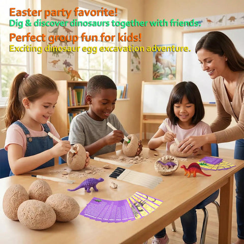 12 Pack Dinosaur Egg Dig Kit For Kids Aged 4 to 12, Excavate Realistic Dino Eggs, Science Experiments And Dino Toys For Boys And Girls 3 4 5 6 7 8 9 10 Year Olds, Family Bonding And Team Play; kids dig eggs