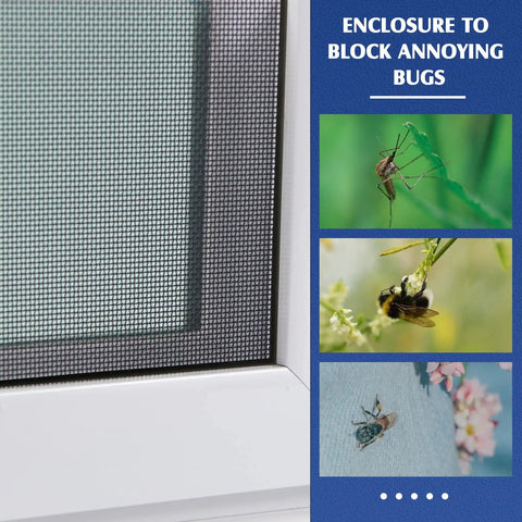 Flat Screen Spline 0.315 Inch Width Vinyl Window Screen Spline With Rolling Tool Black Flat Bottom showing bugs blocked by screen