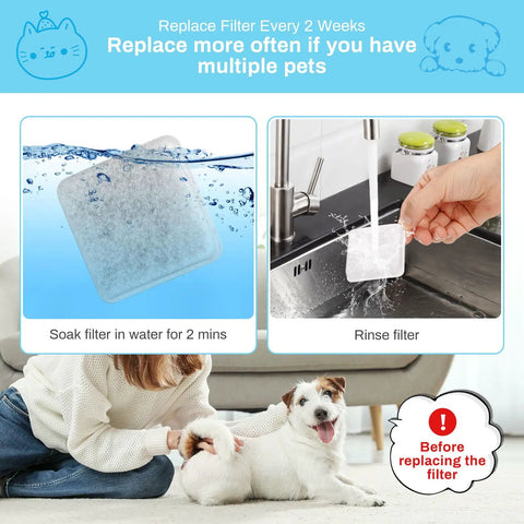6 Pack Charcoal Replacement Filters For 0.5 1 2.5 4 Gal Gravity Waterer Cat Fountain And Dog Water Dispenser Filters in use
