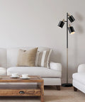 67 Inch 3-Light Tree Floor Lamp With Matte Black Finish And Brass Accents, Adjustable Pivoting Heads, Sleek Industrial Vibe for Living Room
