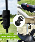 Heavy Duty Portable Speaker Mount With Adjustable Straps For Golf Cart Atv Motorcycle And Bike on roll bar, fitting JBL speaker.