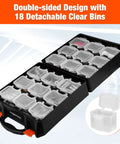 Double-Sided Parts Organizer Box With Eighteen Removable Bins Portable Screw And Hardware Storage Case for small parts