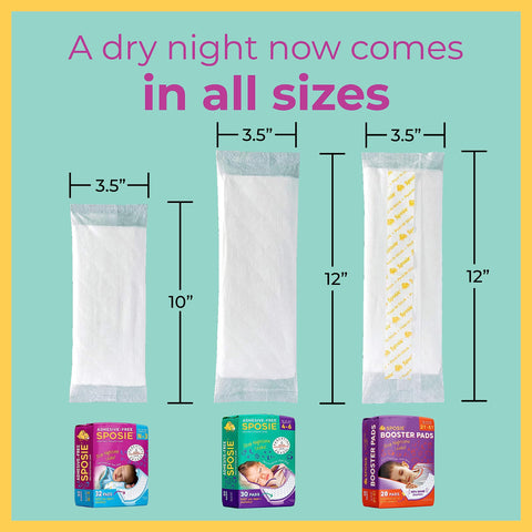 Three different sizes of Overnight Diaper Booster Pads Stops Nighttime Leaks For Extra Absorbency Size Four To Six 30 Count
