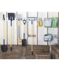 Extended Dual Arm Tool Hook For E Track And X Track Systems 200 Pound Capacity Built Tough Heavy Duty Tool Holder For Long Handled Tools Like Brooms Rakes And Shovels Steel With Zinc Finish Works With Tool Stabilizer