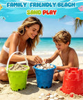 Jumbo Beach Sand Castle Buckets Set For Kids And Adults 7 Inch Large Sand Pails Thick Durable ABS Plastic Bath Toy Gift Bundle