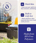 Man sitting on Heavy Duty Plastic Storage Bins With Lids 15 Gallon Black Yellow Six Piece Stackable Tote Set fishing by a lake.