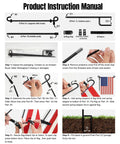 Heavy Duty Garden Flag Stand With Collapsible Steel Holder Pole Weatherproof Coating And Locking Spring Clips For Top Tier Outdoor Decor Without The Flag Hassle Free Setup Yard Ready Gear instructional image detailing assembly steps.