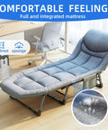 Go To Adjustable Folding Camping Cot With Mattress For Indoor And Outdoor Use 70 inch long portable guest bed with integrated headrest