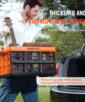 Person loading orange VEVOR crate into car, showcasing Collapsible 45L Storage Crates Set of 3 With Handles for easy organization.