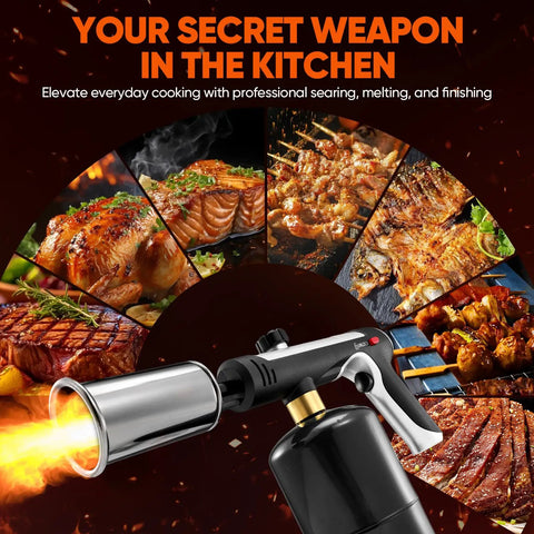 High Heat Propane Torch Gun With Adjustable Flame and Safety Lock for BBQ and Cooking