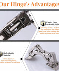 Close-up of 175 Degree Heavy Duty Cabinet Hinges Set For Wide Opening, showing copper core hydraulic cylinder and high-quality material.