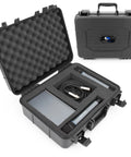 Open hard shell wireless microphone case with customizable foam insert for Sennheiser Shure Audio Technica Nady VocoPro equipment storage.