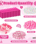 Breast Cancer Awareness Duck Cheer Pins Kit for Volleyball Squad and Team Spirit Crafting Includes 60 Rose Red Wooden Clothespins 60 Rose Red Mini Ducks 60 Pink Ribbon Charms 60 Ribbon Bows Five Bags of Letter Beads Fight and a Glue Tube, 541-piece kit