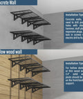 Installation of Two Pack 2x3 Foot Wall Mounted Garage Storage Rack Set Heavy Duty Steel Wire Mesh Shelves on concrete and wood walls