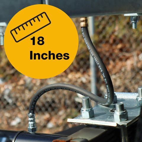 Installed Durable Rubber Brake Hose 3/16 Inch ID By 18 Inch Length With 3/8-24 Male To Female Swivel Fittings DOT Approved