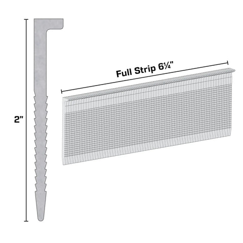 16 Gauge 2 Inch Stainless Steel L-Cleat Flooring Nails Collated Box Of 1000 For Tongue And Groove Hardwood Flooring Installations Pro Grade Durable Corrosion Resistant Fastener with measurements.