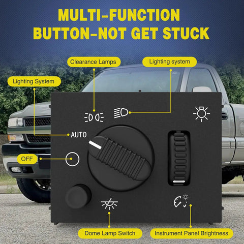 Headlight Dimmer Switch Upgrade For Chevy Silverado 2003-2007 multifunctional controls with vehicle background