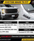 Stubby Black Carbon Fiber Truck Antenna for Chevy Silverado and GMC Sierra 1999-2026 shown on a white pickup.
