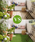 No Fuss Low Maintenance Artificial Turf With UV Resistant Non Toxic Drainage Friendly Surface For Outdoor Gardens Balconies And Terraces Realistic Look 1.5x12m 5x40ft Outdoor Landscape Solution For Lawn And Patio installed on balcony compared to bare wood floor