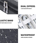 Waterproof Electronics Travel Organizer Bag With Double Layer Tangle Free Pockets Portable Cable Case For Cords Chargers