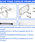 Beefy Cooler Hinge And Latch Kit With Screws, Heavy Duty Ice Chest Replacement Parts Includes 3 Hinges 2 Latches 18 Stainless Steel Screws