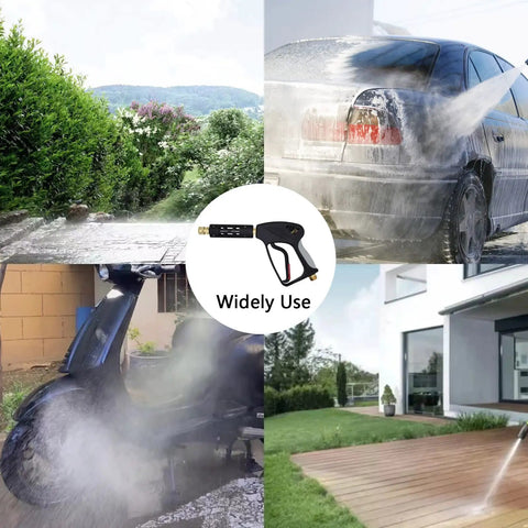 High Pressure Washer Gun With M22 Thread For 5000 PSI Power Wash cleaning car, scooter, driveway, and siding with brass fittings