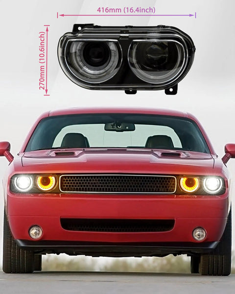 LED Headlights For Dodge Challenger 2008 2014 Full Projector Headlamps With Halo White DRL And Amber Turn Signals
