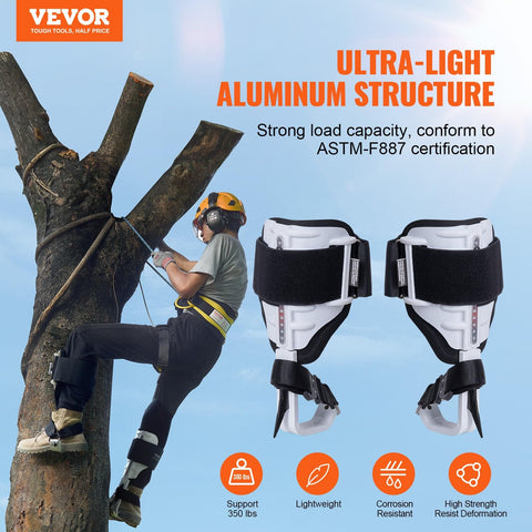 Lightweight Aluminum Tree Climbing Spikes 1 Pair With Straps And Spike Protectors 350 Lb Load Capacity Arborist Gear