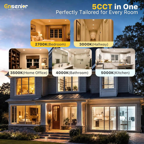 Four Pack 7 Inch Led Recessed Ceiling Lights With 5 Cct Switch For Hassle Free Setup Allows You To Pick The Exact Warmth Level Before Mounting Delivers Punchy 1600 Lumen Glow To Brighten Up Rooms Fast With Zero Guessing Needed