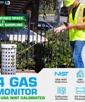 4 Gas Monitor With Built In Pump And Probe, Four Gas Detector For O2 CO H2S LEL, Color Display And Graphing, USA NIST Traceable Calibration