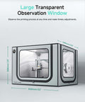 Stainless Steel Frame 3D Printer Enclosure For Bambu Lab A1 with transparent window, 838x588x588 mm, LED lighting
