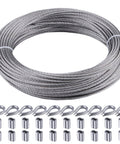One Eighth Inch Marine Grade Stainless Steel Cable 100 Feet Seven By Seven Strand With Loop Sleeve And Steel Thimble