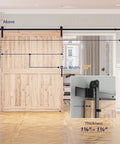 Image of All In One Heavy Duty Sliding Barn Door Hardware Kit Features 11 Foot Track with dimensions, showcasing smooth operation. no door included.